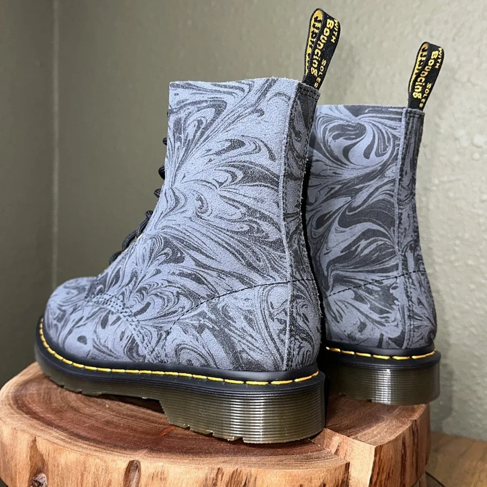 DR. MARTENS 1460 Pascal Marbled Suede Lace Up Boots - Picture 6 of 16